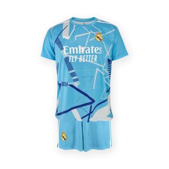 Fantastic Light Blue Kids Real Madrid Goalkeeper Jersey Set